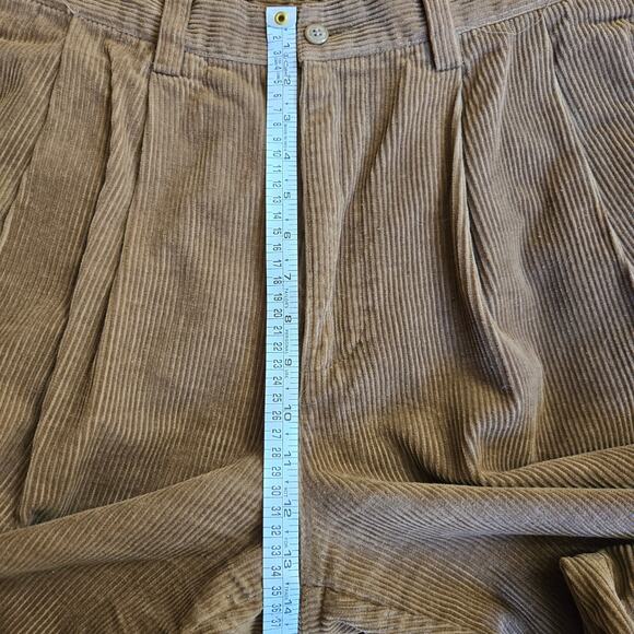 TRUST Mens Vtg Y2K Prep Academia Heritage Classic Pleated Corduroy Pants 34x32 - Picture 9 of 10